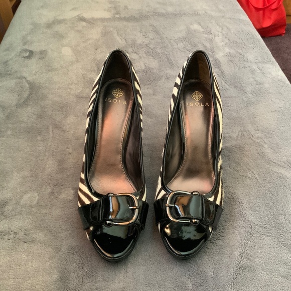 Isola Zebra Print Peep-Toe Pumps - Picture 3 of 4
